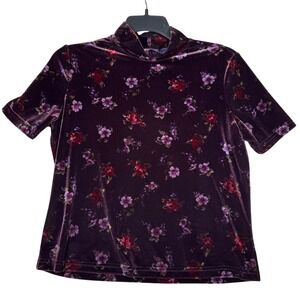 Laura‎ Scott Velvet Floral Top Women's Large Purple Dark Romantic Academia 90s